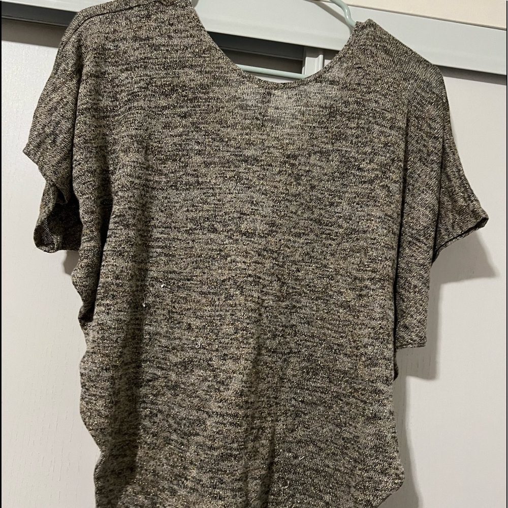 gold and black sheer shirt